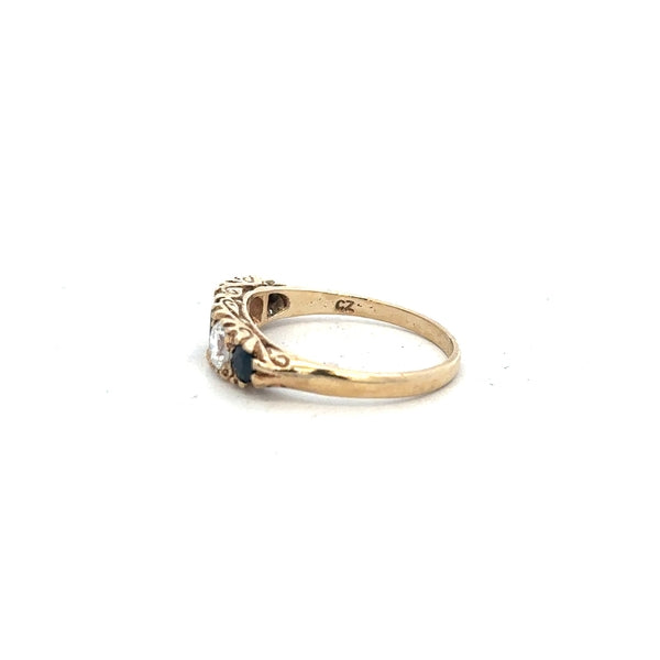 9ct yellow gold ring in size P with a smooth band, unbranded jewelry, displayed on a plain background.