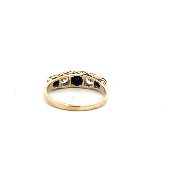 9ct yellow gold ring in size P with a smooth band, unbranded, displayed against a neutral background.