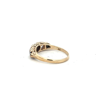 9ct yellow gold ring in size P with a smooth, polished band showing a simple, elegant design.