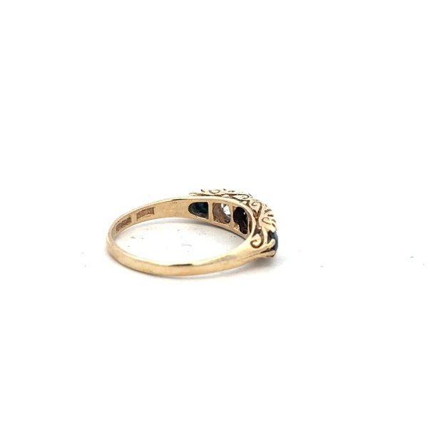 9ct yellow gold ring size P with a smooth band, unbranded, shiny finish, displayed against a neutral background.
