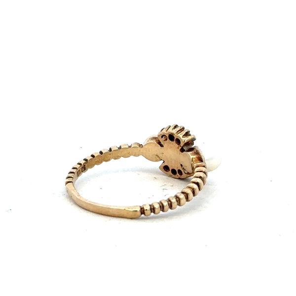 9ct yellow gold ring in size P with a simple band design, unbranded, shown on a plain background.