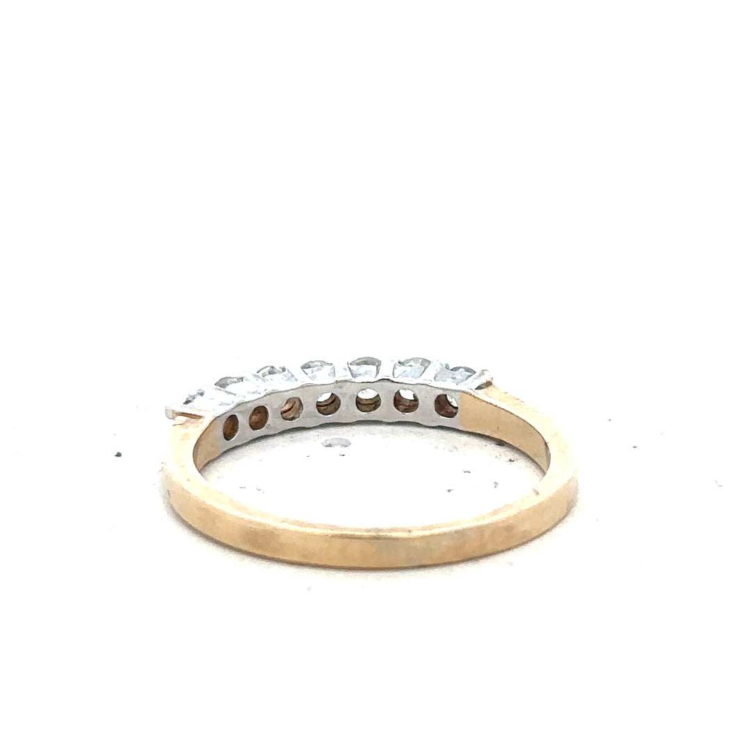 9ct yellow gold ring in size P with a smooth band, unbranded, showcasing a simple elegant design.