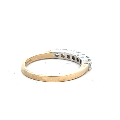 9ct yellow gold ring size P with smooth band, unbranded jewelry piece, shiny finish and elegant design.