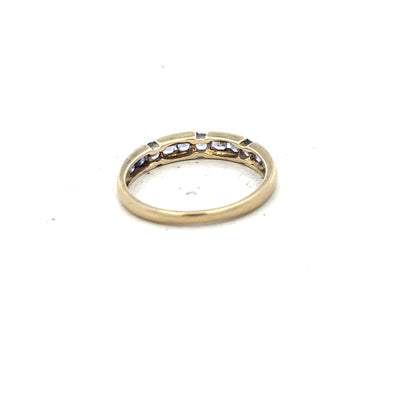 9ct yellow gold ring in size P with a smooth band, unbranded jewelry showcasing classic gold craftsmanship.