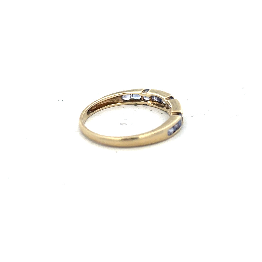 9ct yellow gold ring in size P with a smooth band, unbranded jewelry, showcasing a classic design and polished finish.