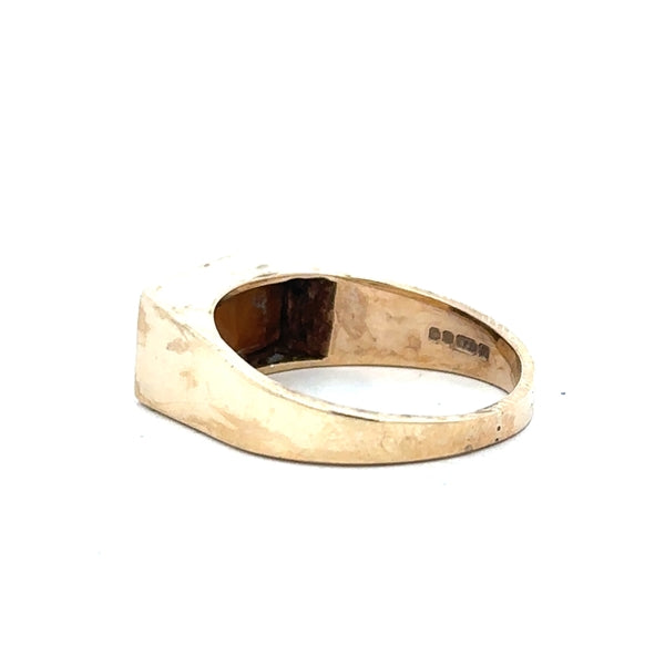 9ct yellow gold ring in size P1/2, unbranded, with a smooth band and polished finish, shown on a plain background.
