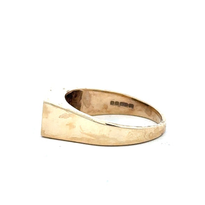 9ct yellow gold ring in size P1/2 with a smooth band, unbranded jewelry, highlighting the elegant gold finish and size.