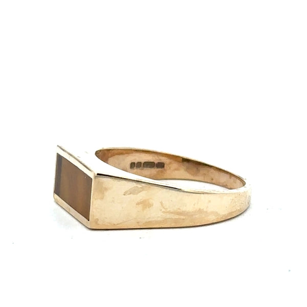 9ct yellow gold ring size P1/2 with smooth band, unbranded jewelry, showcasing a close-up of the elegant gold ring.