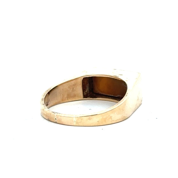9ct yellow gold ring size P1/2 with smooth band, unbranded jewelry, showcasing a shiny gold finish and elegant design.