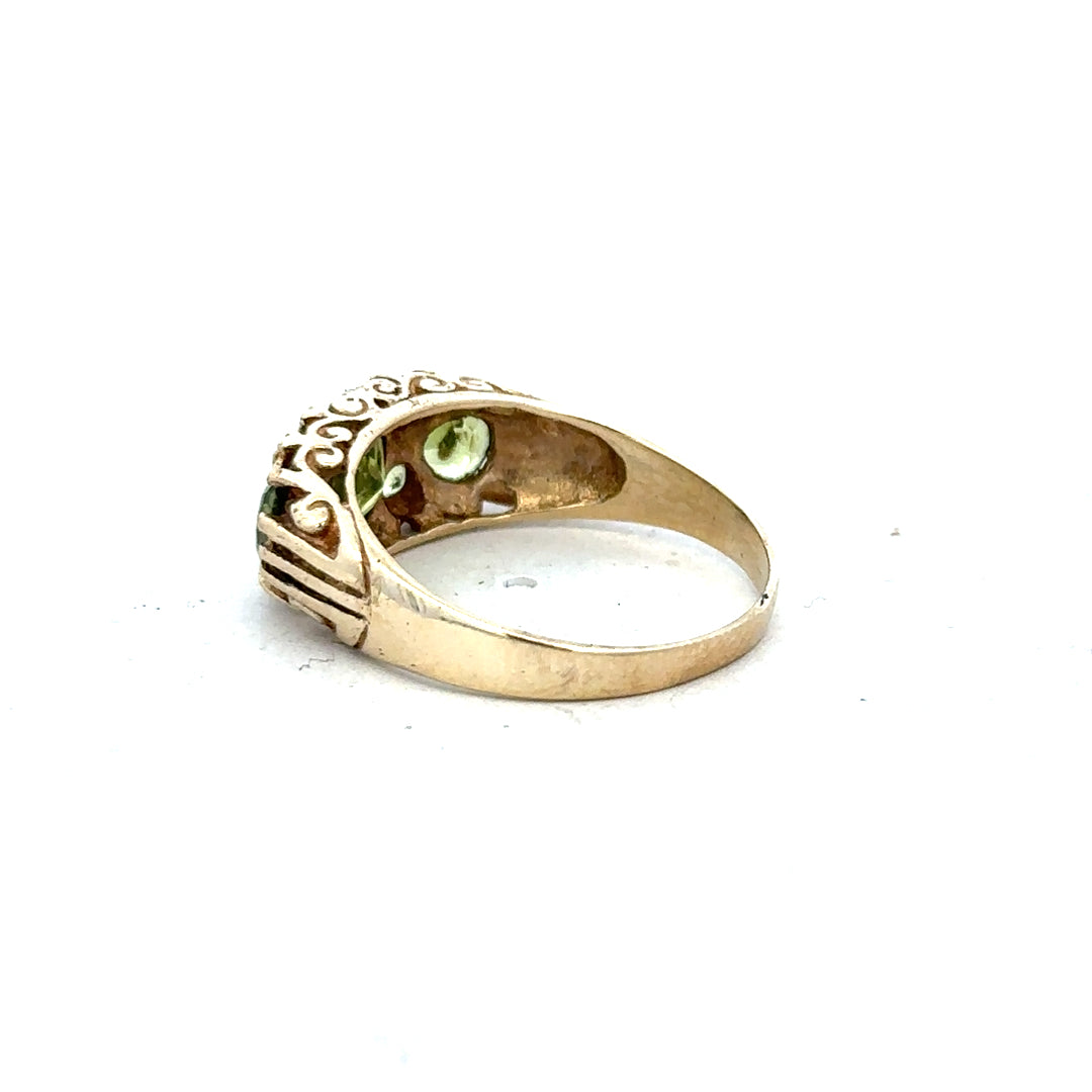 9ct yellow gold ring size P1/2 with a smooth band, unbranded, shown in a close-up view on a plain background.