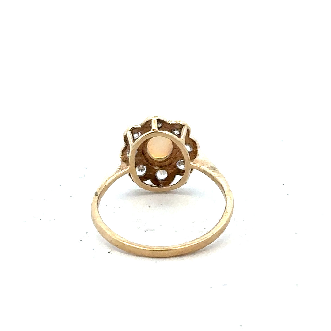 9ct yellow gold ring in size Q with a smooth band, unbranded, shown on a plain background.