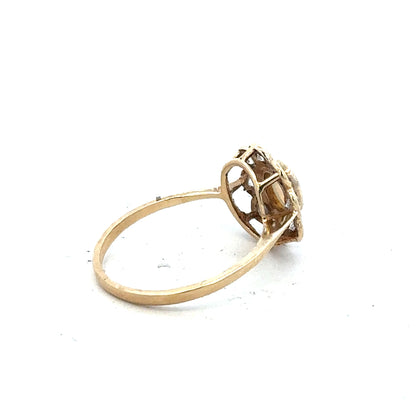 9ct yellow gold ring size Q with a smooth band, unbranded jewelry showcasing classic gold craftsmanship.