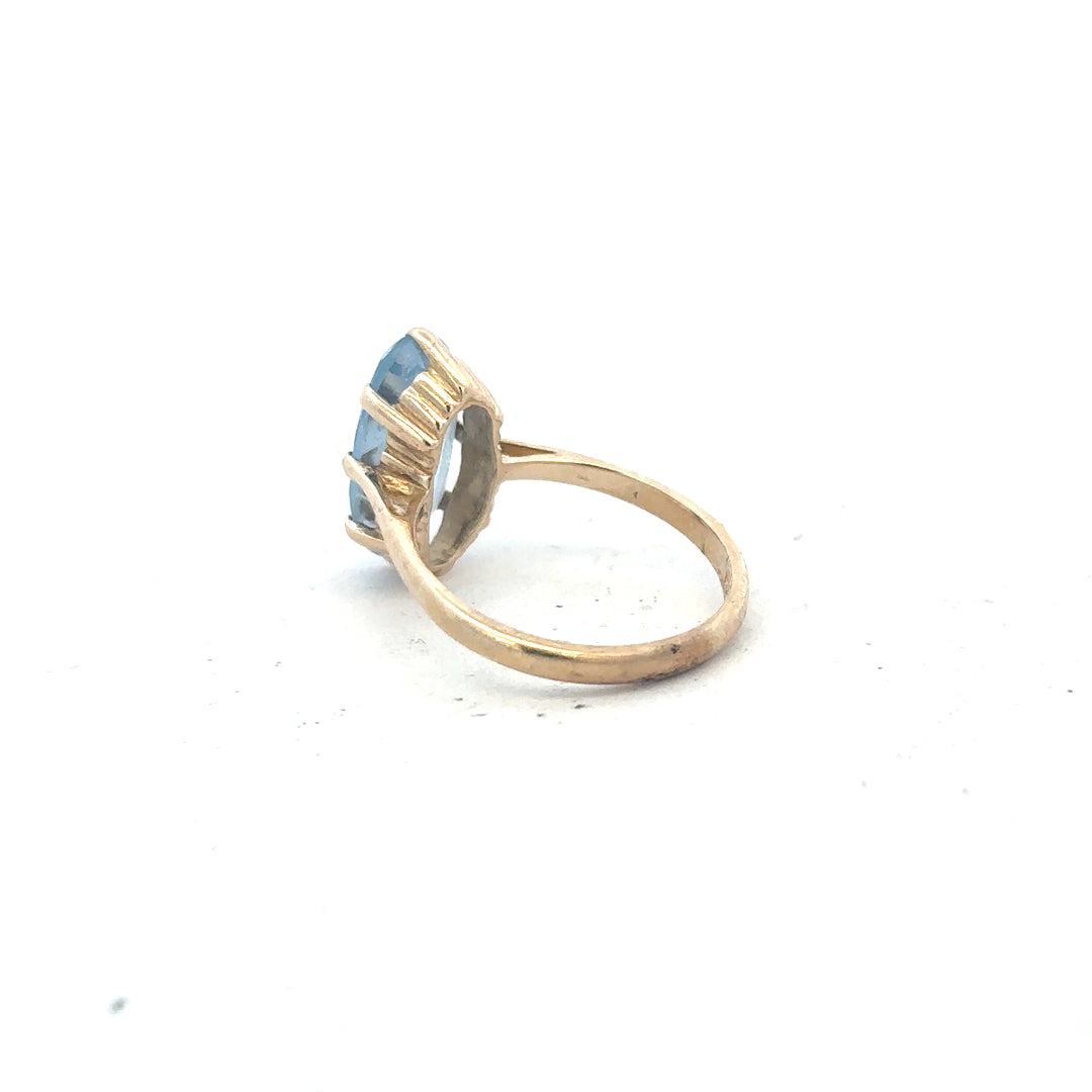 9ct yellow gold ring in size Q with a smooth band, unbranded, showcasing a polished finish and classic design.