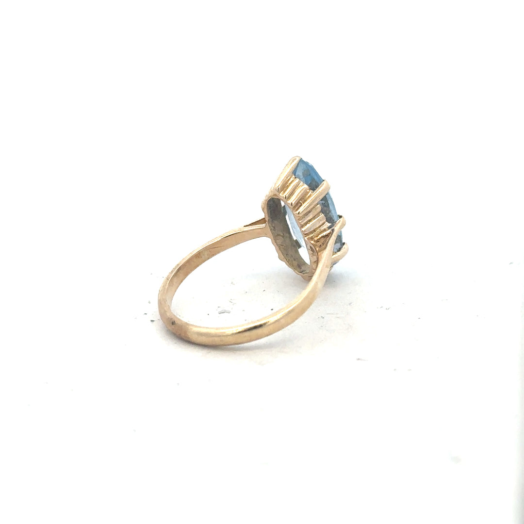 9ct yellow gold ring in size Q, unbranded, with a smooth polished finish, displayed on a neutral background.