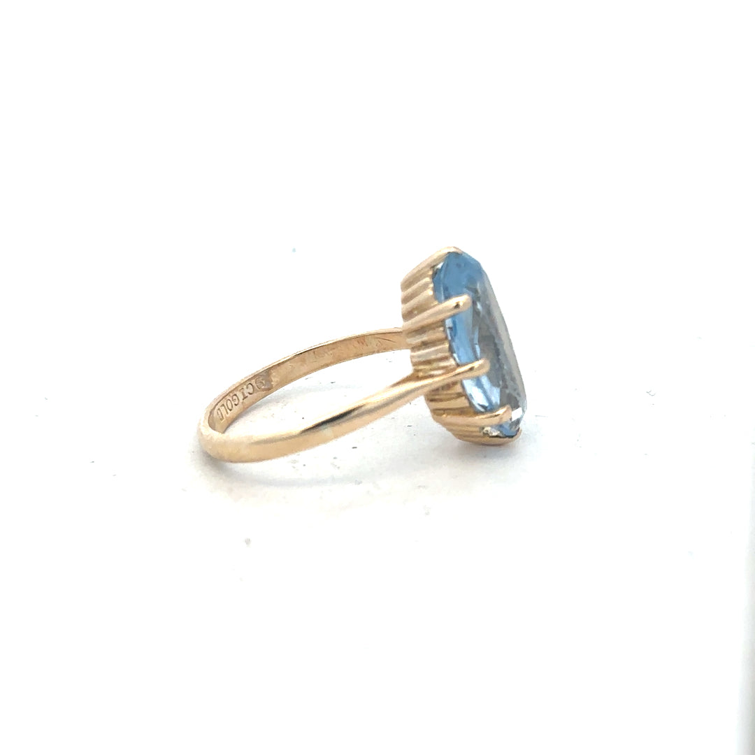 9ct yellow gold ring in size Q with a smooth polished band, unbranded, displayed on a neutral background.