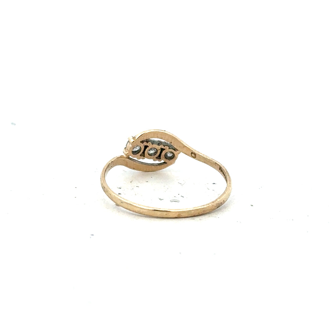 9ct yellow gold ring in size Q with a smooth polished finish, unbranded, showcasing its elegant band and craftsmanship.