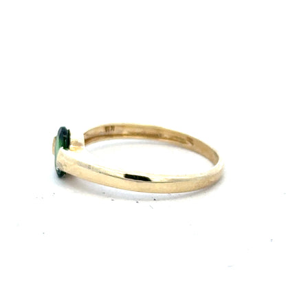 9ct yellow gold ring in size R with a simple band design, unbranded jewelry image showing close-up of the ring.