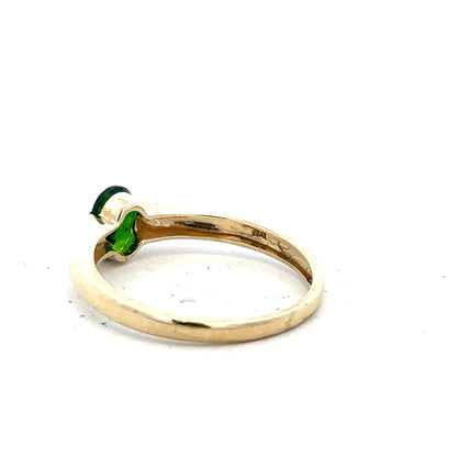9ct yellow gold ring in size R with a smooth band, unbranded, showcasing a polished finish on a neutral background.