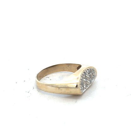 9ct yellow gold ring in size R with a simple band design, unbranded jewelry displayed on a neutral background