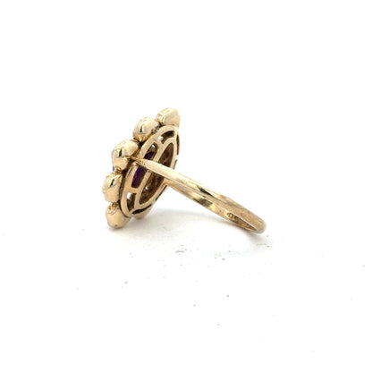 9ct yellow gold ring size R1/2 with a smooth band, displayed on a neutral background. Unbranded jewelry piece.