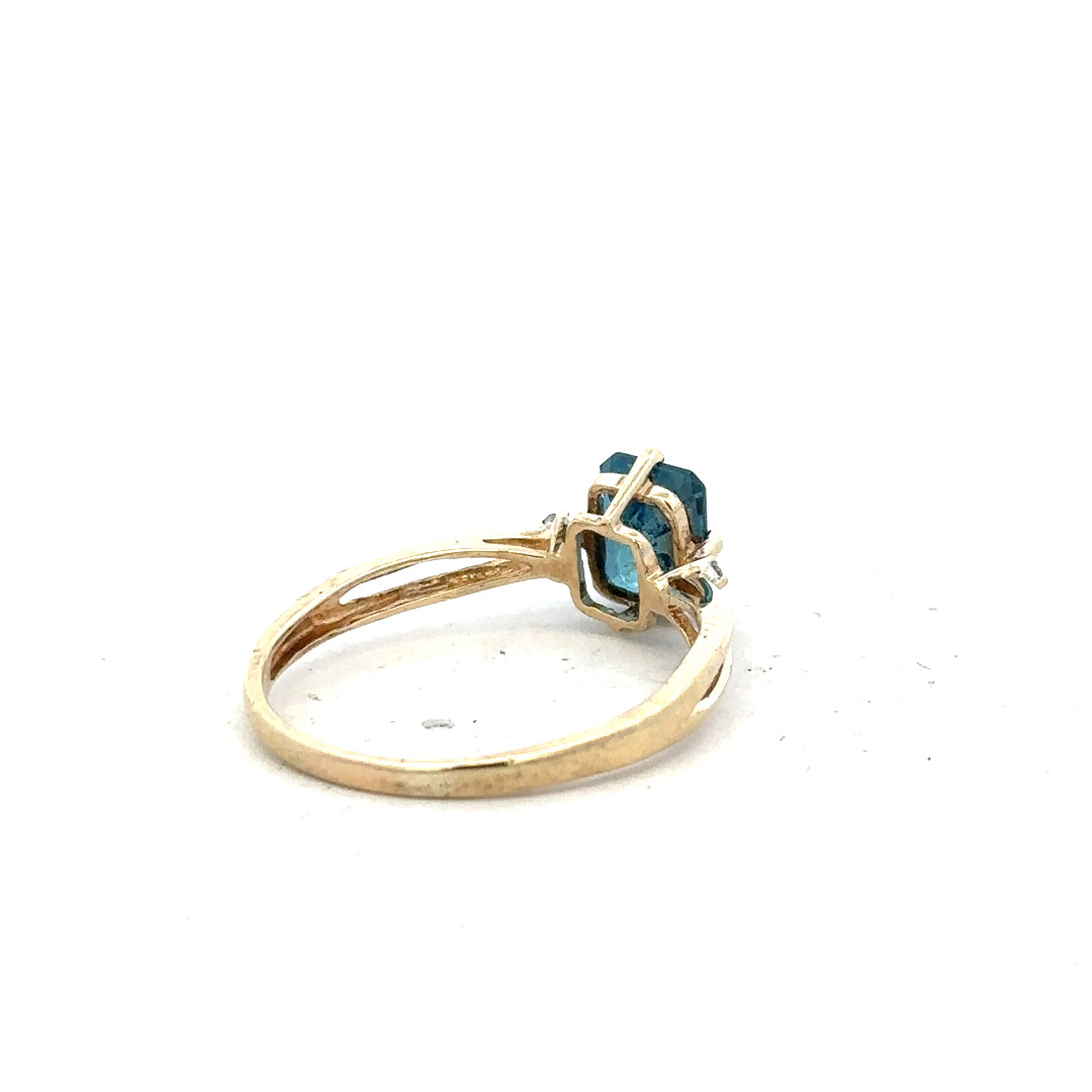 9ct yellow gold ring in size S with a smooth polished finish, unbranded jewelry displayed on a neutral background.