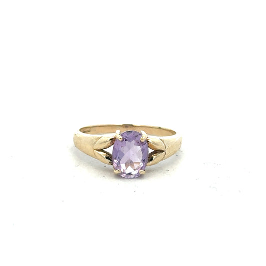 9ct yellow gold ring in size S with a smooth band, unbranded jewelry showcasing classic gold craftsmanship.
