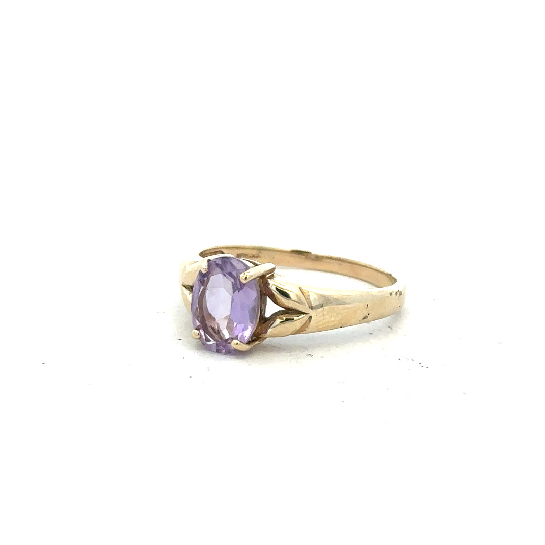 9ct yellow gold ring in size S with a smooth band, unbranded, shown on a plain background.