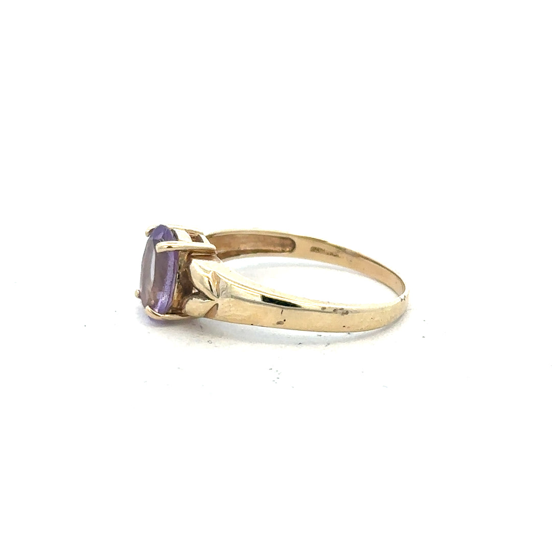 9ct yellow gold ring in size S with a smooth finish, unbranded jewelry, displayed on a plain background.