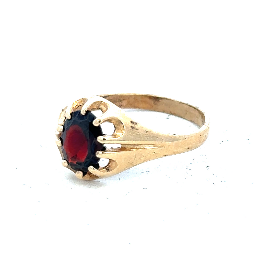 9ct yellow gold ring in size T with a smooth, polished band, displayed on a neutral background.