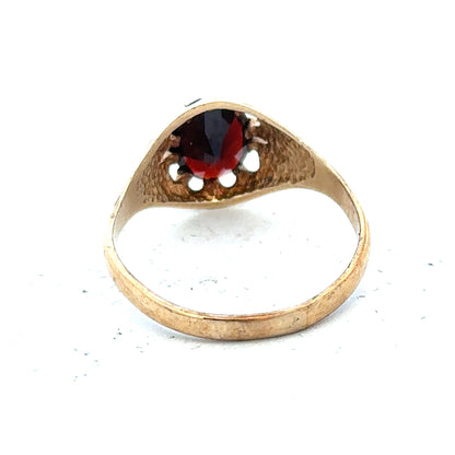 9ct yellow gold ring in size T with a smooth band, unbranded, displayed on a neutral background.