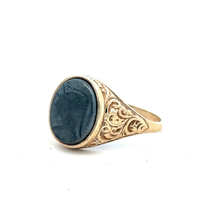 9ct yellow gold ring in size T with a smooth, polished band, unbranded jewelry perfect for everyday wear.