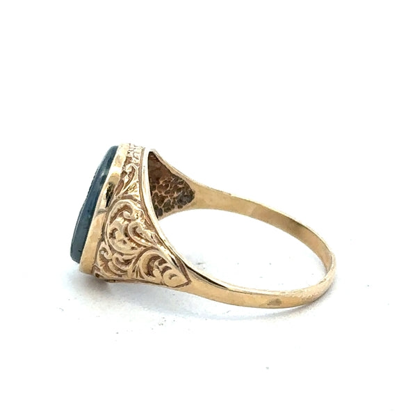 9ct yellow gold ring in size T with a smooth polished finish, unbranded jewelry accessory.