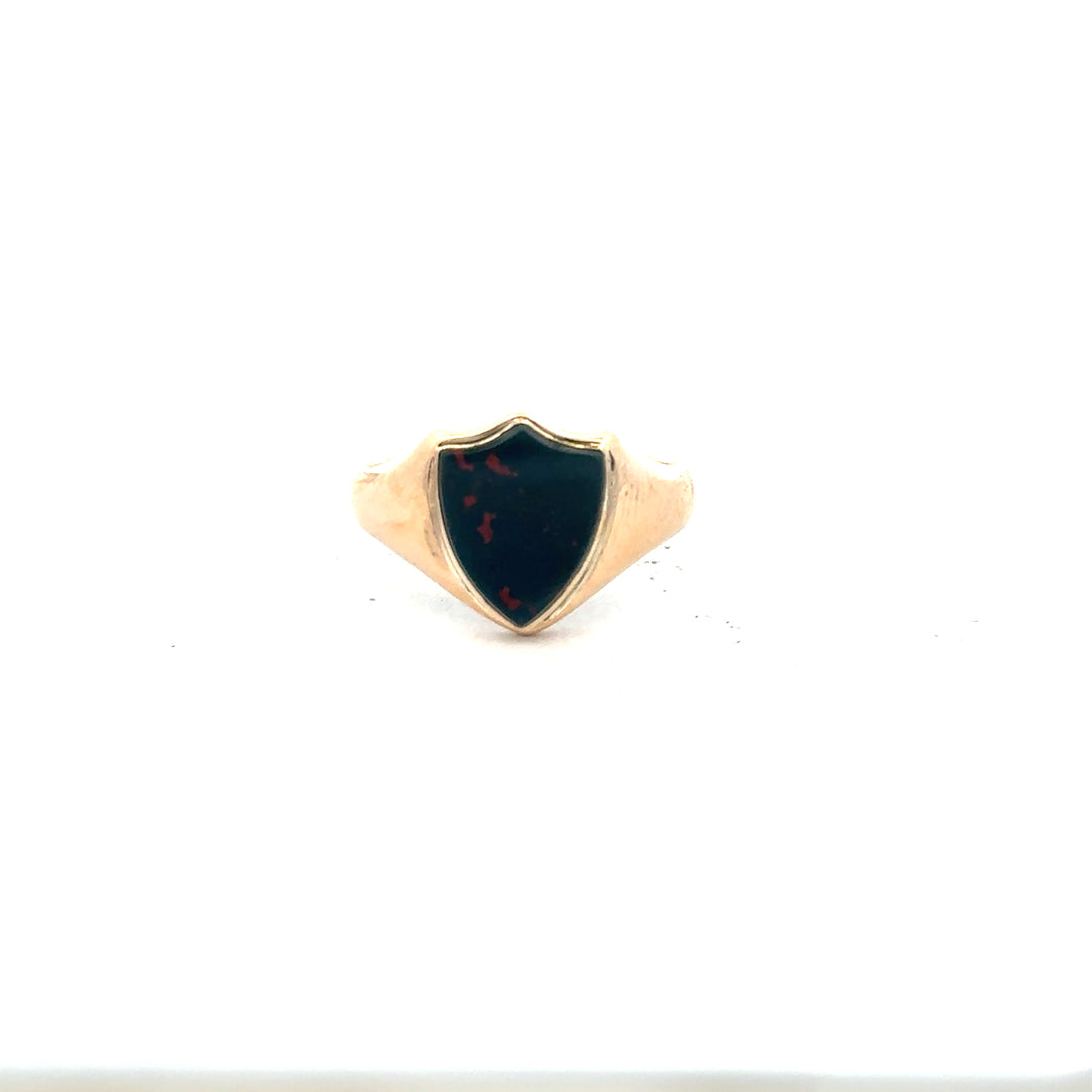 9ct yellow gold ring in size T, featuring a simple band design, unbranded jewelry piece.