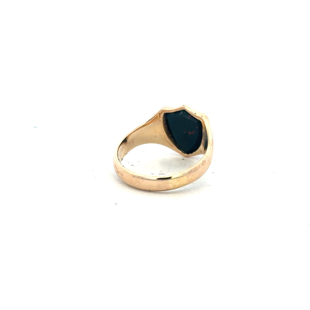 9ct yellow gold ring in size T, featuring a smooth band and classic design, unbranded jewelry item.