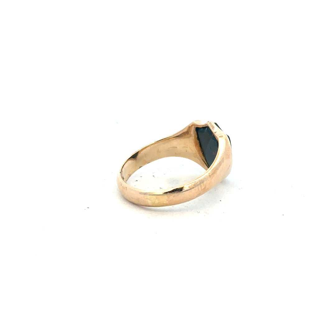 9ct yellow gold ring in size T with a simple, elegant band, unbranded jewelry piece.