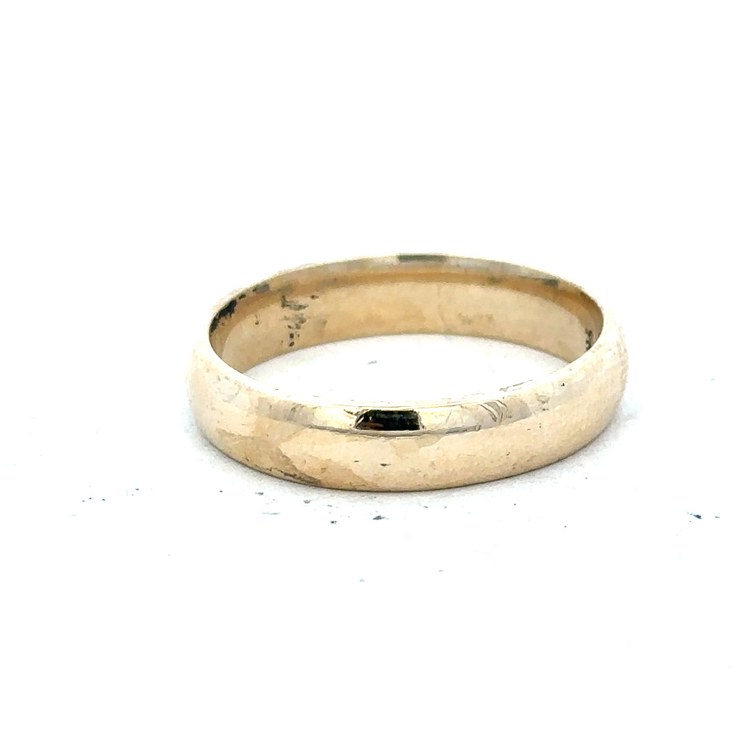 9ct yellow gold ring in size T1/2 with a smooth band, unbranded, shown against a neutral background.