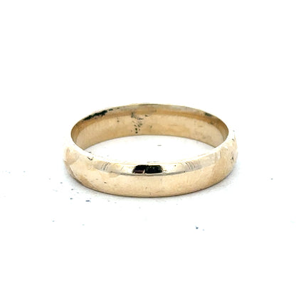 Yellow gold ring in size T1/2 with a smooth band, unbranded 9ct gold jewelry displayed against a neutral background.