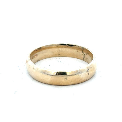 9ct yellow gold ring size T1/2 with smooth band, unbranded jewelry, showcasing a classic, polished gold finish.