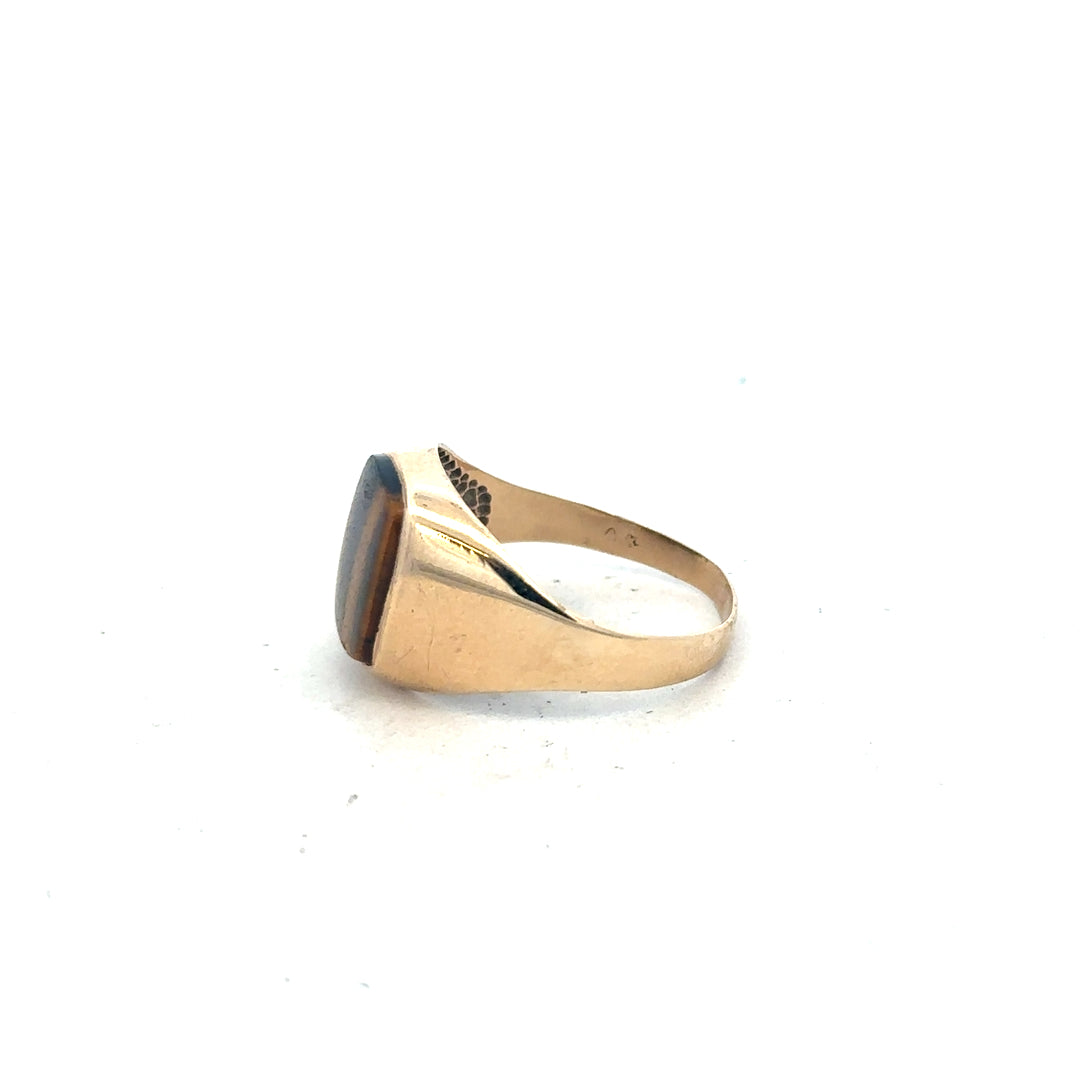 9ct yellow gold ring in size T1/2 with a simple band design, unbranded, shown on a neutral background.