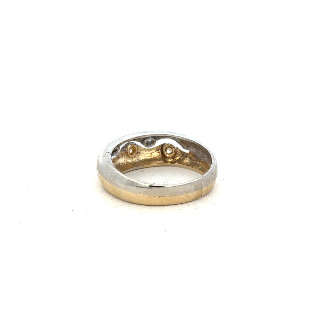 9ct yellow gold ring in size U with a smooth band, unbranded, shown in close-up with a plain background.