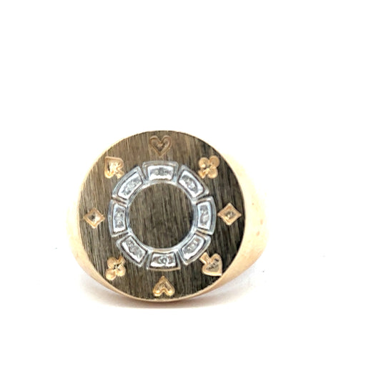 9ct yellow gold ring in size U with a simple band design, unbranded, shown on a neutral background.