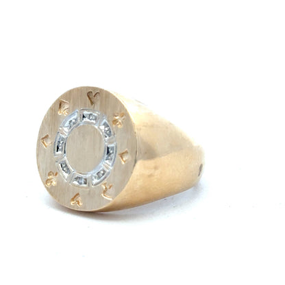 9ct yellow gold ring in size U with a smooth band, unbranded gold jewelry, shown against a neutral background.