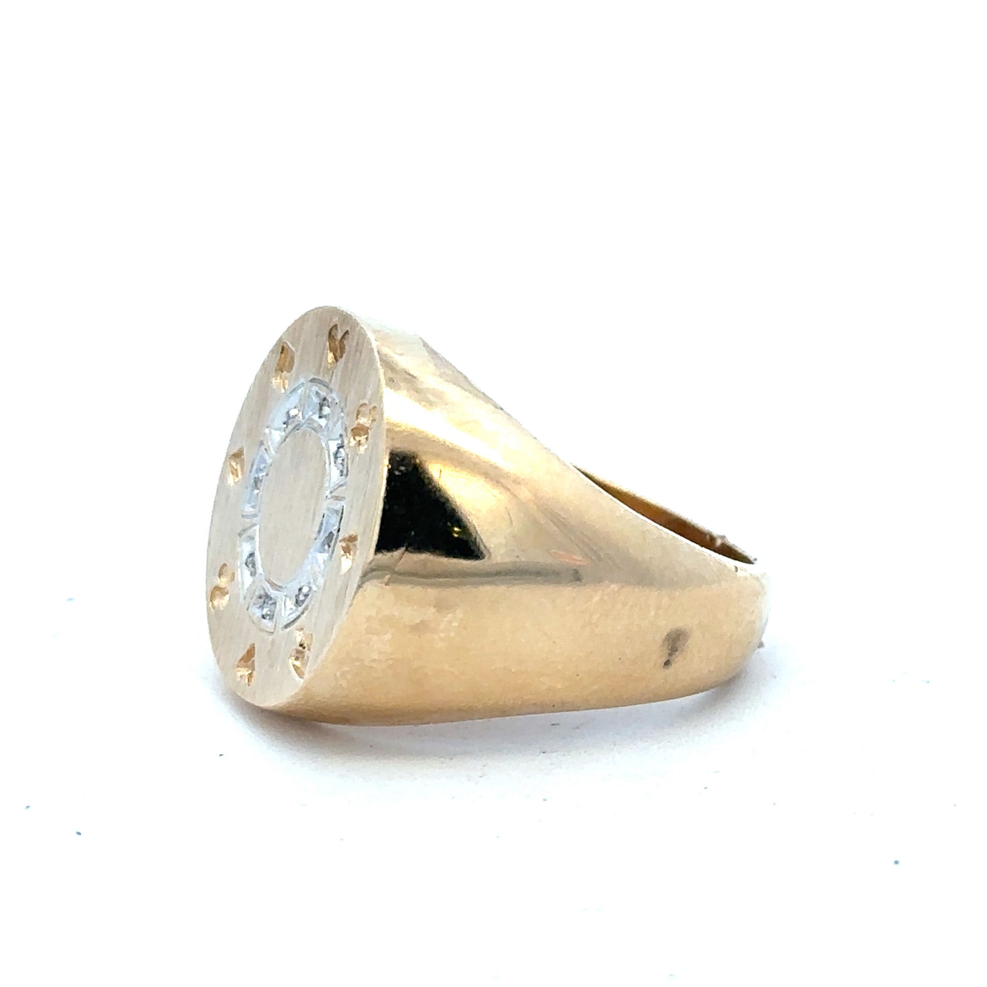 9ct yellow gold ring in size U with a simple band, unbranded jewelry, shown against a plain background.
