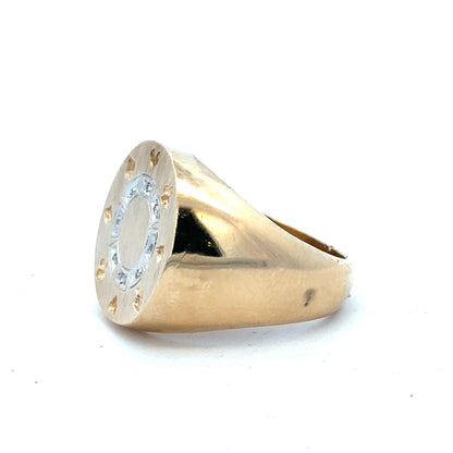 9ct yellow gold ring in size U with a simple band, unbranded jewelry, shown against a plain background.