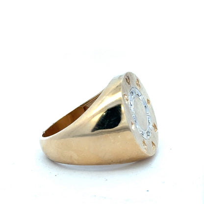 9ct yellow gold ring in size U with a simple, polished band, unbranded jewelry shown on a neutral background.