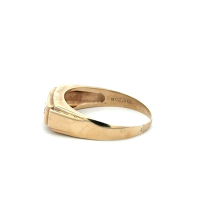 9ct yellow gold ring size W with a smooth band, unbranded, displayed on a neutral background.