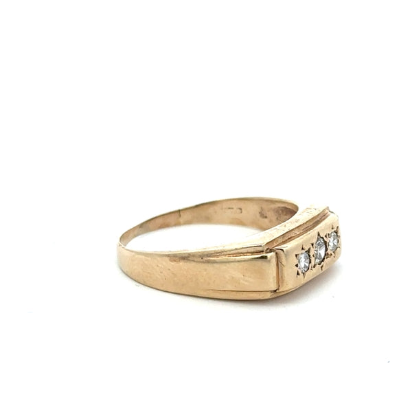 9ct yellow gold ring in size W with a smooth band, unbranded, showcasing a polished finish.
