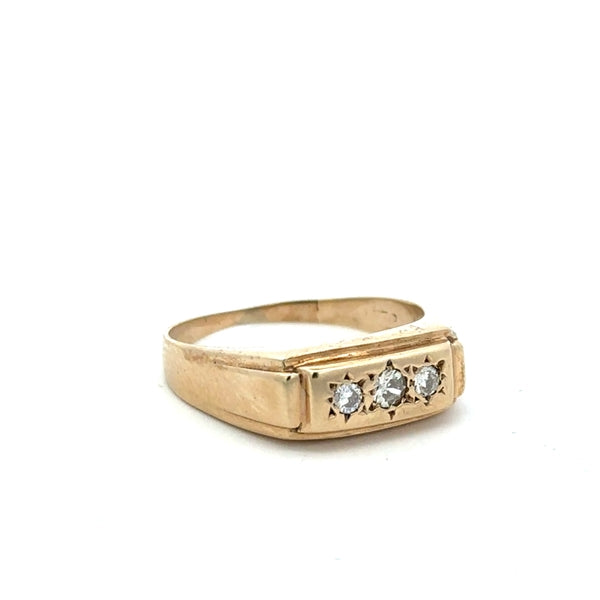 9ct yellow gold ring in size W with a smooth band, unbranded, shown from a front angle with a plain finish.