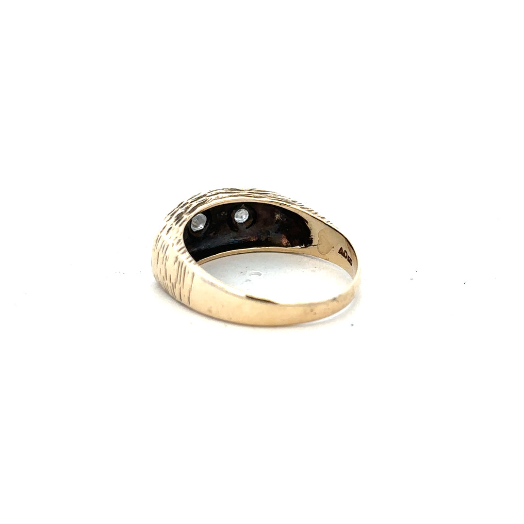 9ct yellow gold ring in size W with a smooth band, unbranded jewelry displayed on a neutral background.