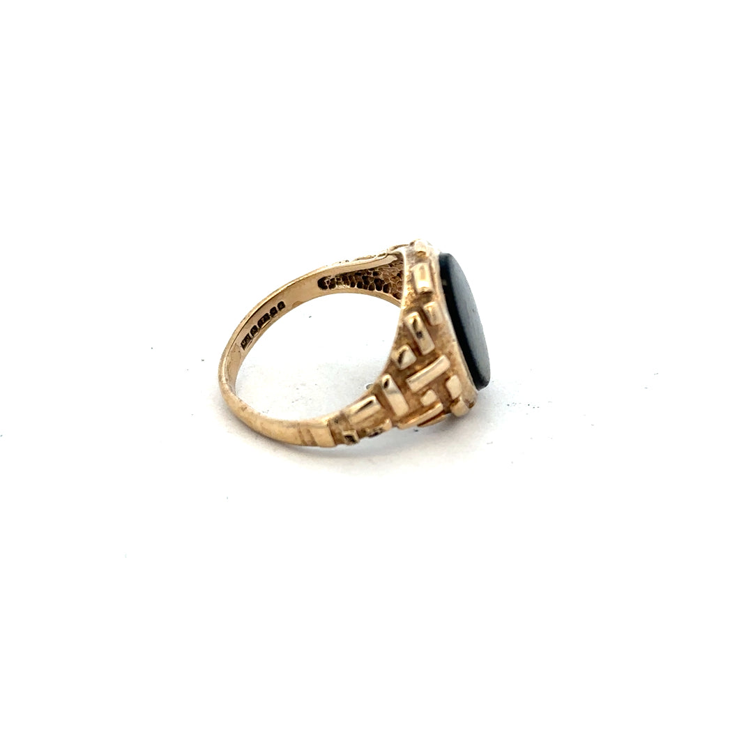 9ct yellow gold ring in size W with a smooth polished band, unbranded, showcasing a classic and elegant design.